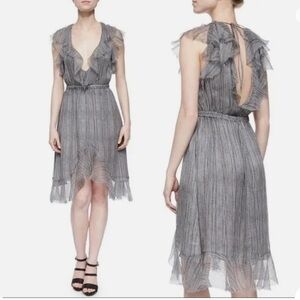 L'AGENCE Charcoal Ruffled High Low Dress